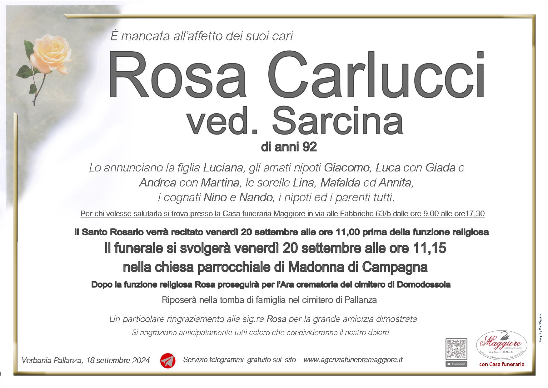 Rosa Carlucci ved. Sarcina