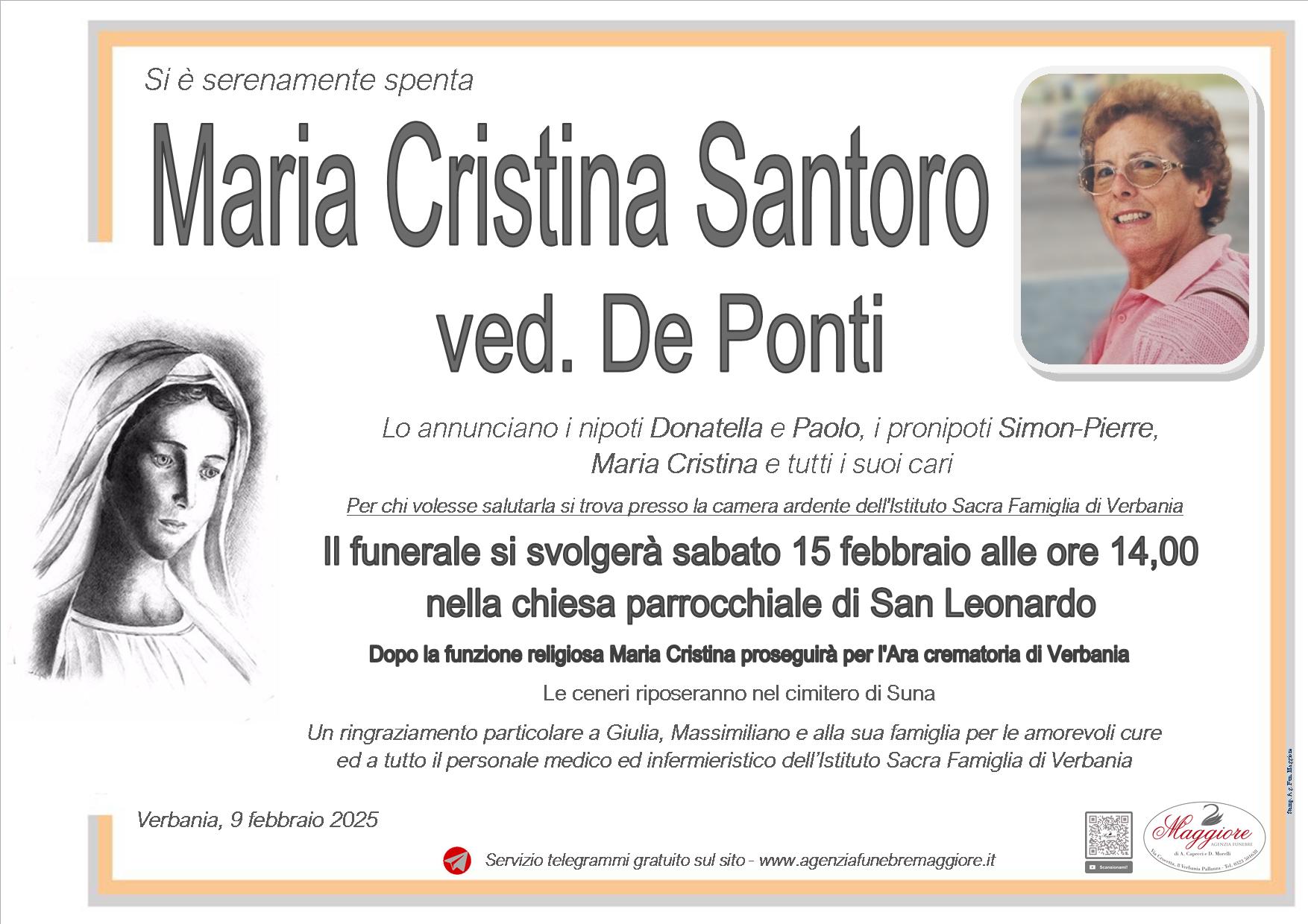 Maria Cristina Santoro ved. De Ponti